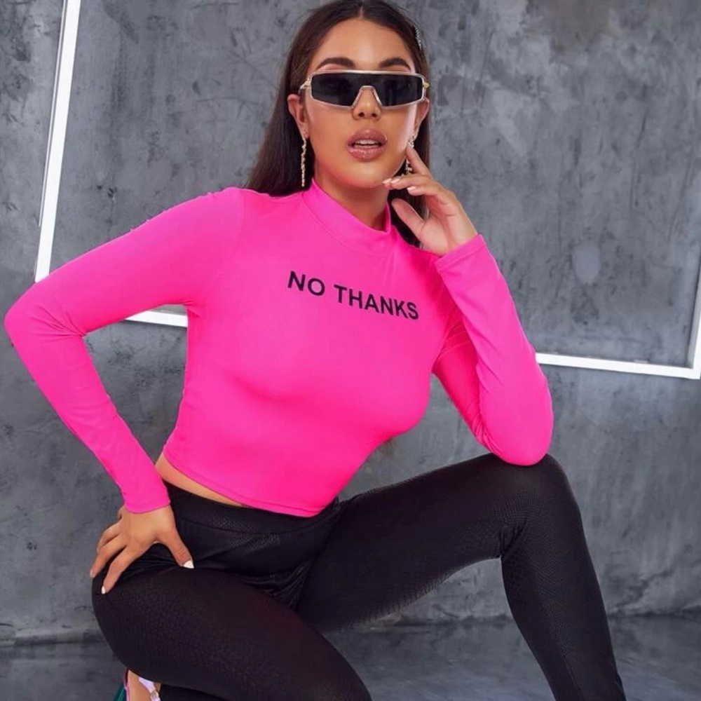 Shein “No thanks” Pink Top